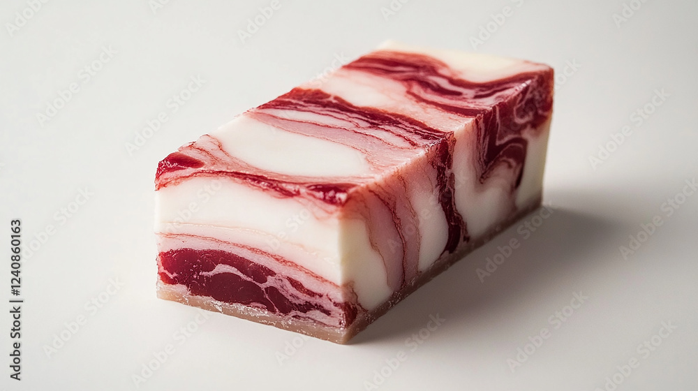 Single raw bacon strip on a white background Single raw bacon strip on a white background