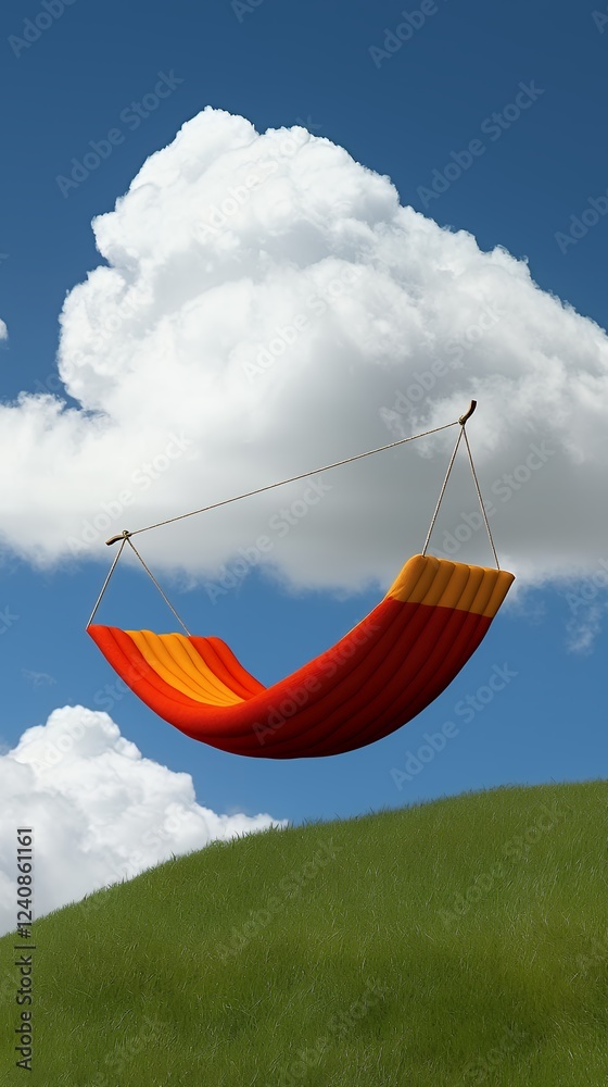 Serene Hammock Soaring Above Rolling Green Hills Under a Bright Blue Sky Serene Hammock Soaring Above Rolling Green Hills Under a Bright Blue Sky