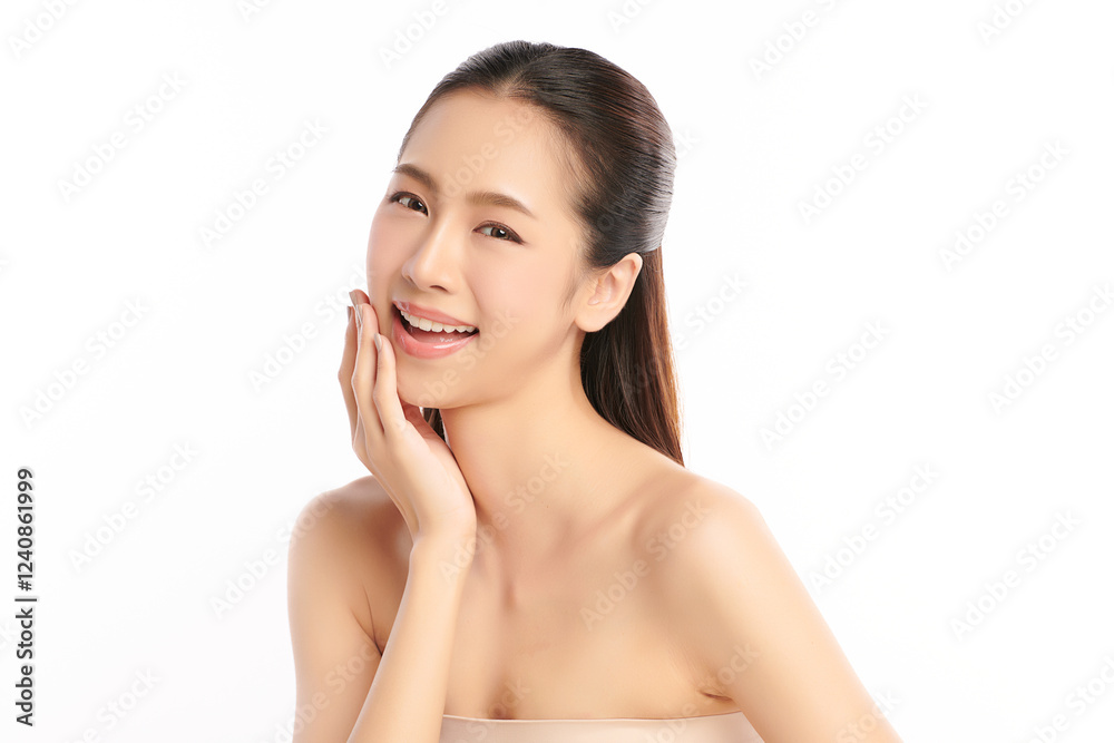 Beautiful young asian woman with clean fresh skin on white background, Face care, Facial treatment, Cosmetology, beauty and spa, Asian women portrait. Beautiful young asian woman with clean fresh skin on white background, Face care, Facial treatment, Cosmetology, beauty and spa, Asian women portrait.