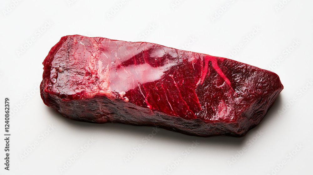 Obraz premium Single raw beef steak on a white background