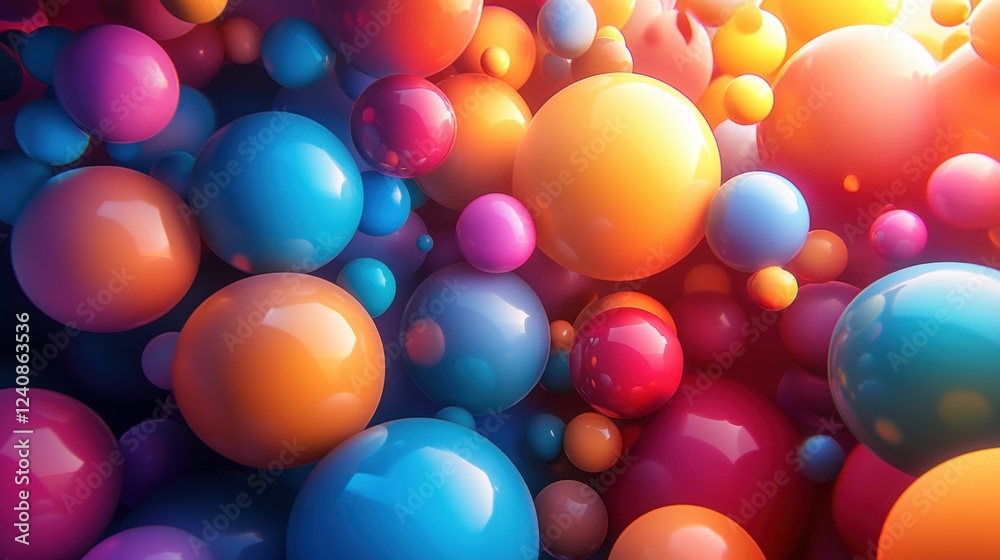 Colorful Abstract Spheres and Bubbles in a Vibrant Background Colorful Abstract Spheres and Bubbles in a Vibrant Background
