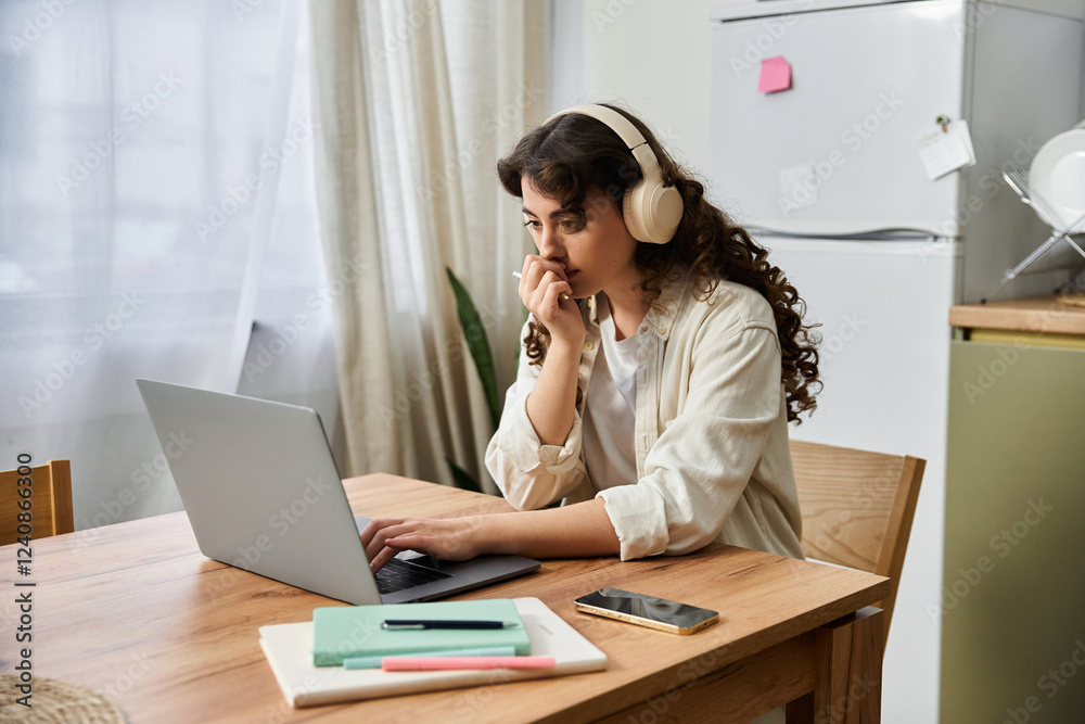 Engaging young woman working from home while enjoying a calm afternoon Engaging young woman working from home while enjoying a calm afternoon