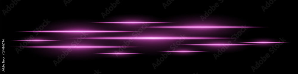Glowing light streaks on a black background. Horizontal pink light trails creating a motion effect. Abstract speed, energy, and futuristic design element. Digital effects, technology, sci-fi themes Glowing light streaks on a black background. Horizontal pink light trails creating a motion effect. Abstract speed, energy, and futuristic design element. Digital effects, technology, sci-fi themes