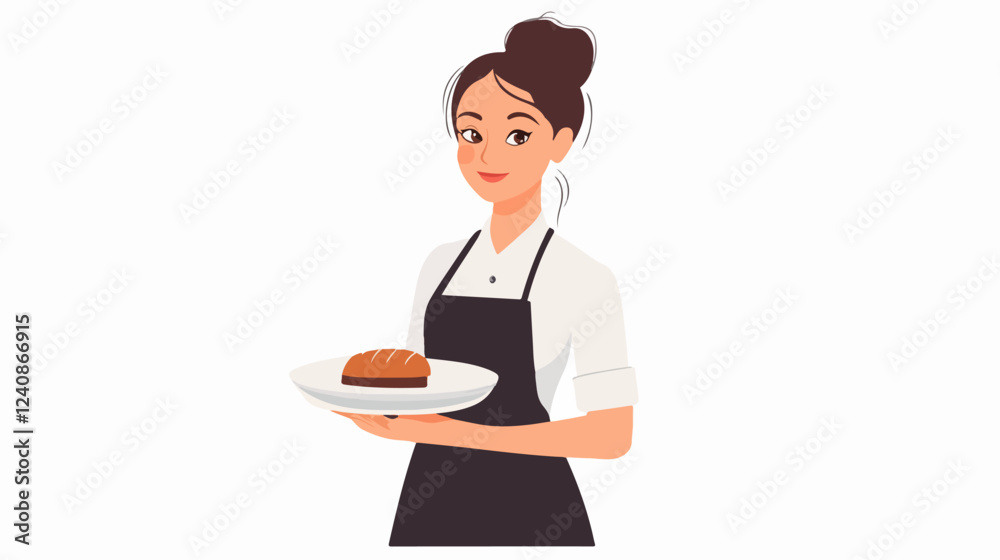 Illustration of a waitress. Beautiful woman waitress. Waitress with a tray in her hands. Illustration of a waitress. Beautiful woman waitress. Waitress with a tray in her hands.