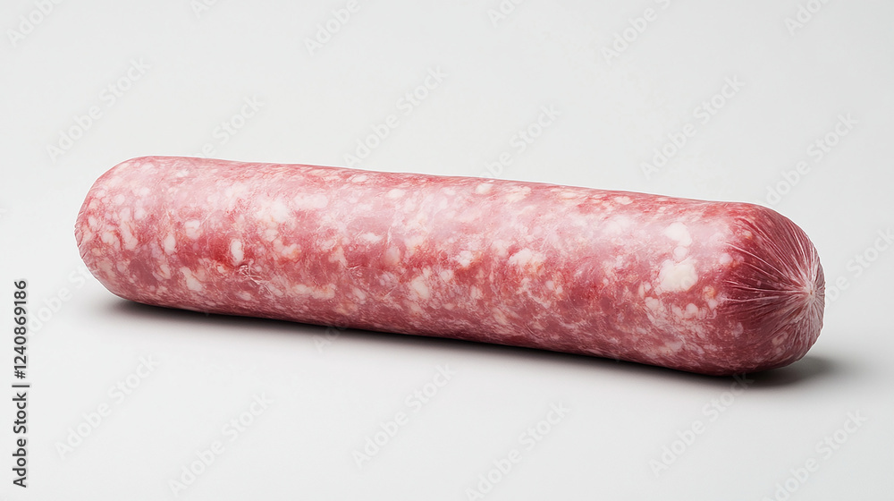 Single raw sausage on a white background Single raw sausage on a white background