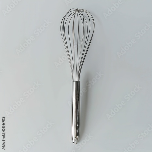 Stainless steel whisk for kitchen use. photo