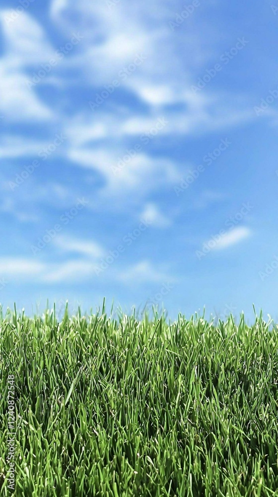 Vibrant Green Grass Under a Summer Sky: A Serene Landscape Vibrant Green Grass Under a Summer Sky: A Serene Landscape