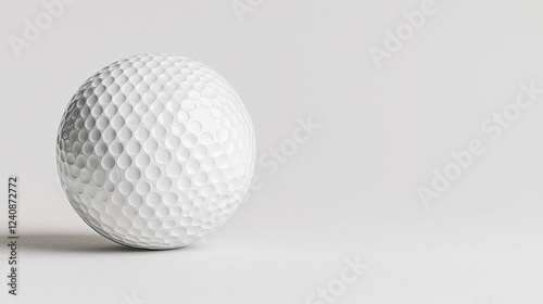White golf ball on white background, sport equipment