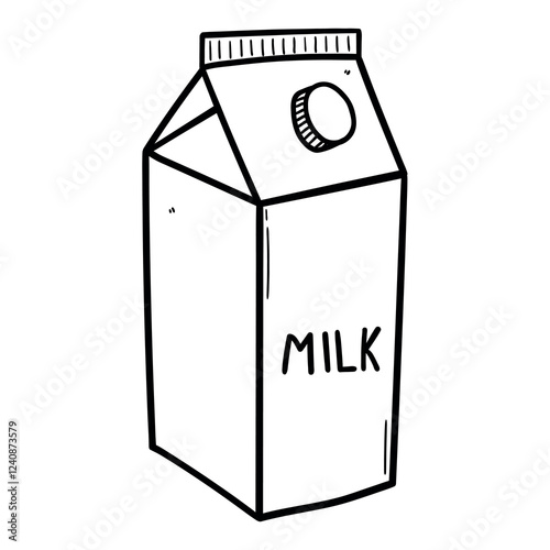 Hand drawn doodle milk carton on white background.