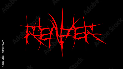Reaper typography vector design with abstract sharp metal aggressive font style. Great for metal band logos, apparel t-shirt prints and gothic posters