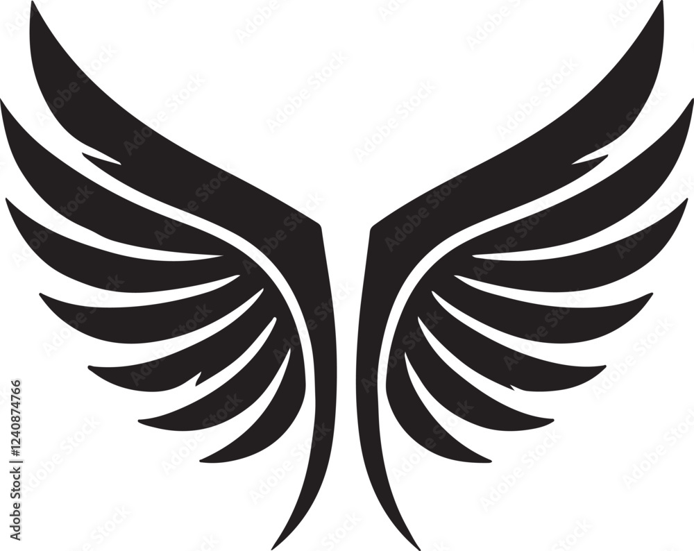 Fototapeta premium Bold High-Contrast Black Silhouette of Symmetrical Wings Vector