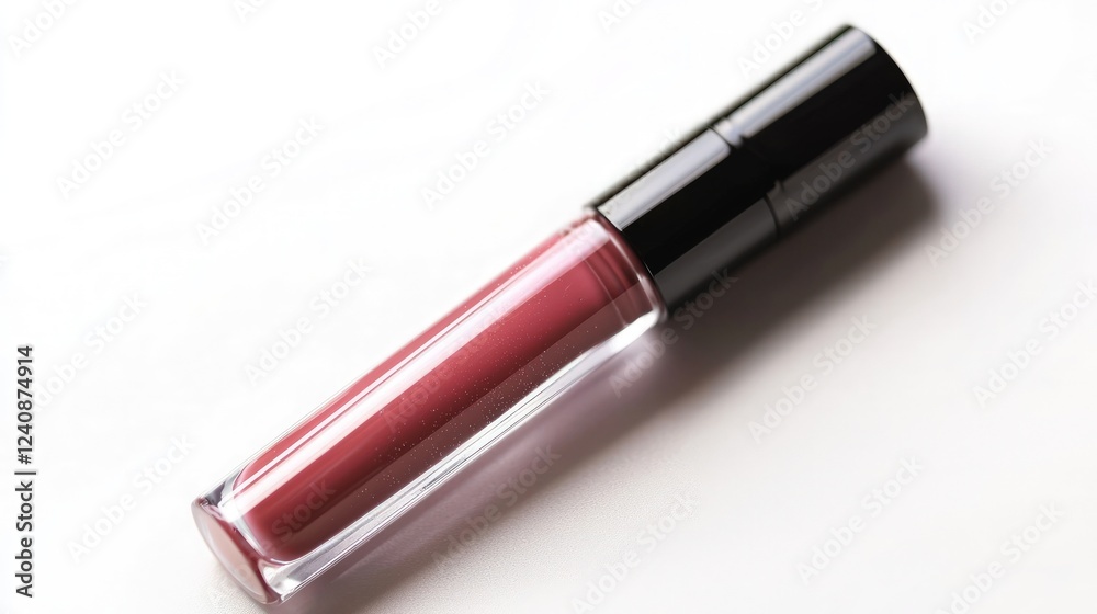 Matte liquid lipstick tube with a transparent side, isolated on the white background Matte liquid lipstick tube with a transparent side, isolated on the white background