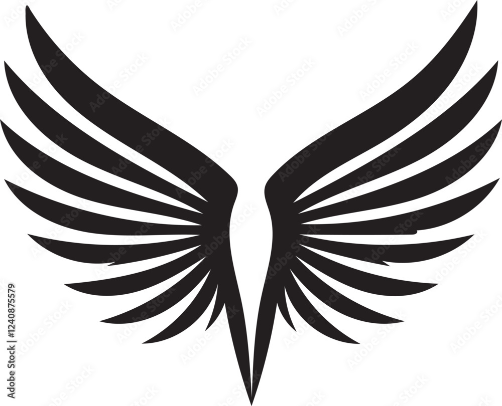 Fototapeta premium Bold High-Contrast Black Silhouette of Symmetrical Wings Vector