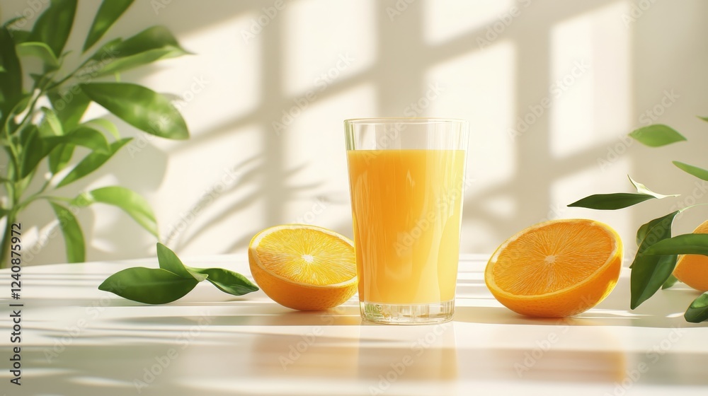glass of fresh orange juice, Generative AI,