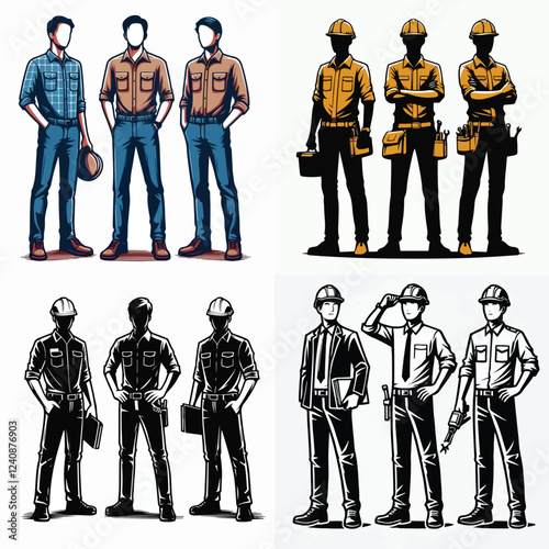 collection of contractor worker characters