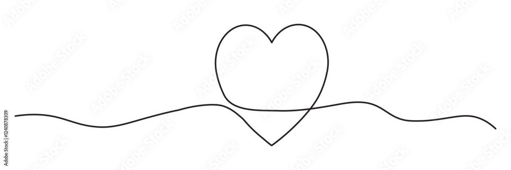 Fototapeta premium Heart line scribble style decoration element vector illustration. Hand drawn linear love heart design