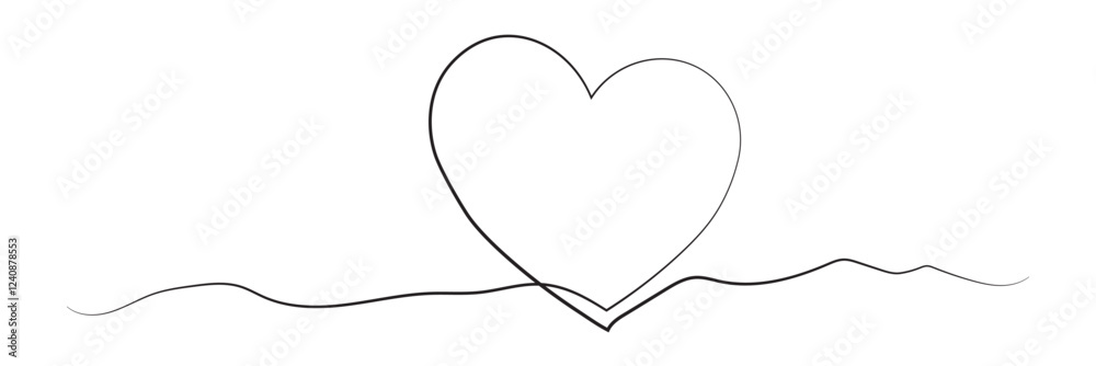 Fototapeta premium one line Heart icon hand drawn. Heart line art vector.