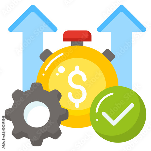 Cost Optimization and Efficiency Icon Flat Color Fill Vector Design