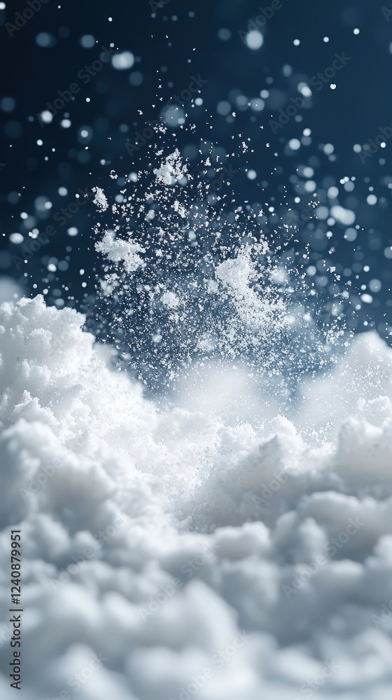 White Snowflakes Falling on a Dreamy Background in Winter Scene White Snowflakes Falling on a Dreamy Background in Winter Scene