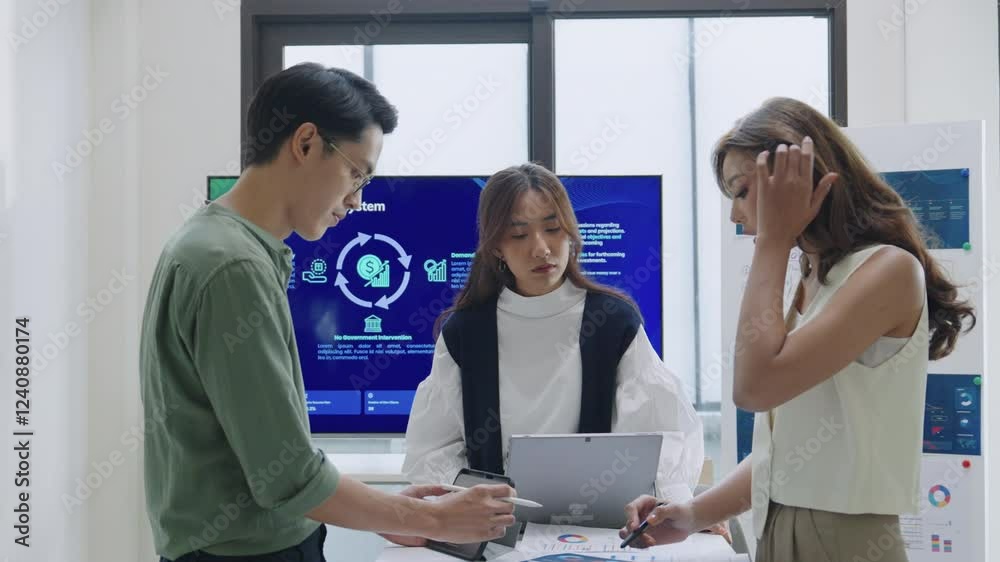 team of financial discussion business planning, analyzing digital financial data and strategy in a modern office team of financial discussion business planning, analyzing digital financial data and strategy in a modern office