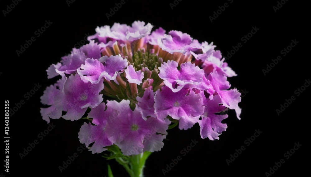 close up of Verbena flower, black background, copy space close up of Verbena flower, black background, copy space