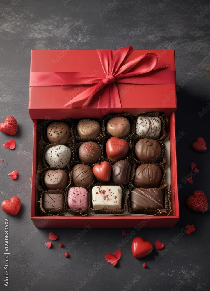 Valentine's Day gift box filled with chocolates and truffles, luxurious packaging, gift boxes Valentine's Day gift box filled with chocolates and truffles, luxurious packaging, gift boxes