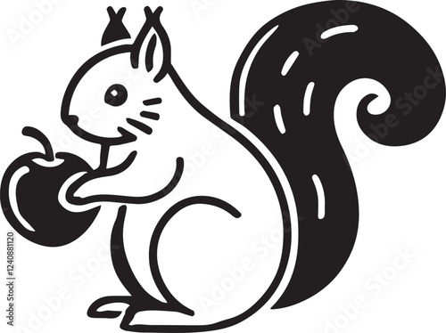 Squirrel vector in black and white