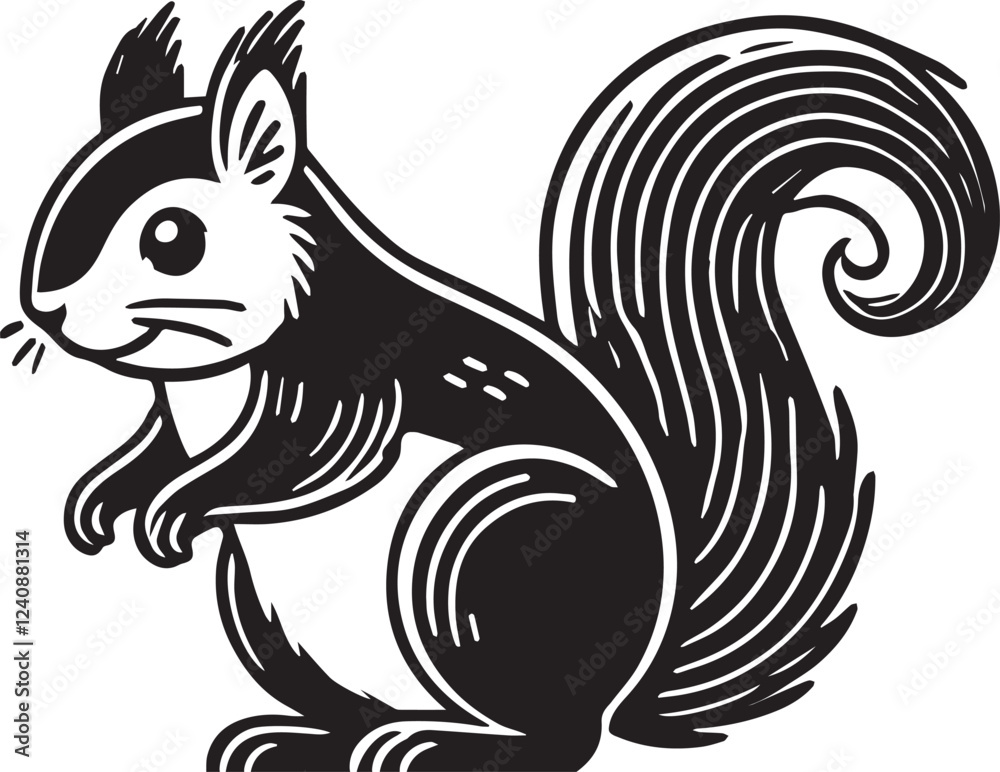 Squirrel vector in black and white Squirrel vector in black and white