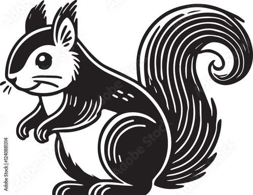Squirrel vector in black and white