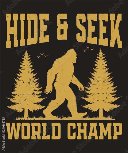 Bigfoot vector illustration, Sasquatch silhouette icon,Hairy wild man symbol, bigfoot t-shirt design for adventure lovers,Bigfoot silhouette, Logo Poster Label Vector Illustration Retro Vintage Badge 