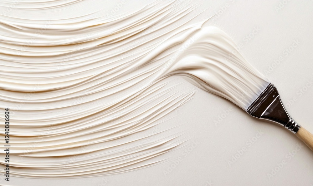 Brush Applying Creamy Paint in Smooth Strokes Brush Applying Creamy Paint in Smooth Strokes