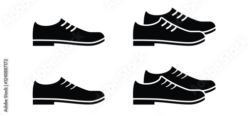 Cartoon men or man shoes. Shoe icon. Sneakers or running shoe. Sport footwear sign. Line pattern. For footsteps or footprint. Flat foot steps. Footwear tools.