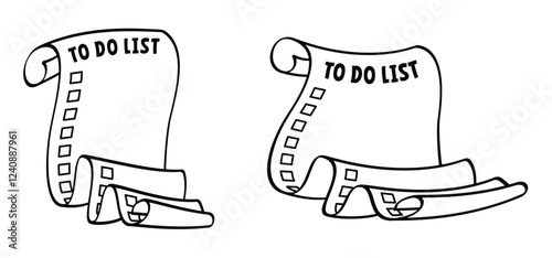 slogan to do list or task list. Vintage scrolls, old paper manuscript or Papyrus scroll. Office business planning. Work, school planning concept. Plan or heck box. Bucket list or for election. 
