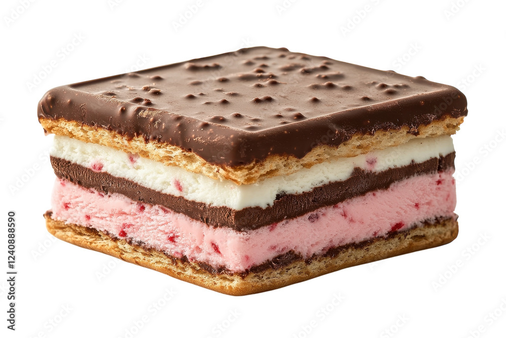 Indulgent Classic Neapolitan Ice Cream Sandwich Isolated on Transparent Background Indulgent Classic Neapolitan Ice Cream Sandwich Isolated on Transparent Background