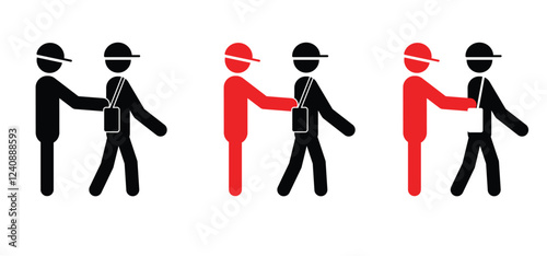 warning, beware of pickpocket. Caution, stop pick pockets awareness. Beware thief steals money, purse, wallet or valuables in your bag. Robbery, thief and crime icon. Anti theft and hand concept