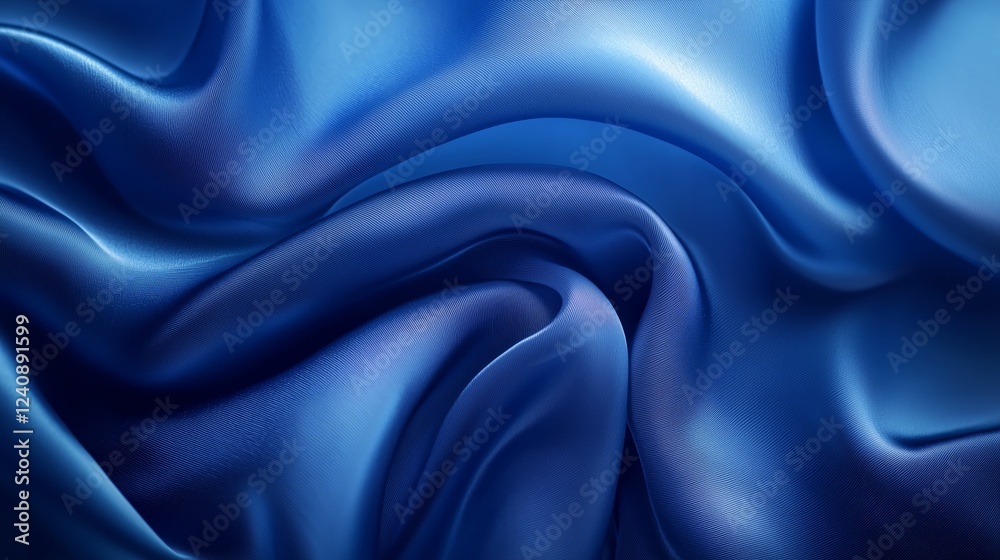 Obraz premium Elegant Blue Silk Fabric Draped in Soft, Luxurious Waves and Folds