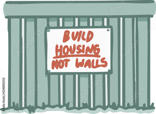 Mexican Border Wall with Poster