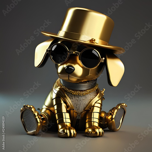 3d gold guy with sunglasses