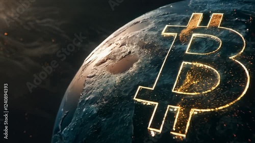 Wallpaper Mural Golden Bitcoin Emblem on Earth: A Global Hub for Crypto Investments and Business Torontodigital.ca