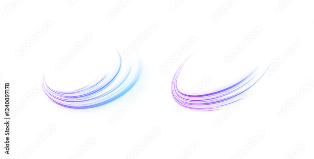 Acceleration speed motion on night road. Magic moving fast speed lines. Blurred car light motion effect, city road background with long exposure night lights. Png, ray, abstract, energy, pack, effect