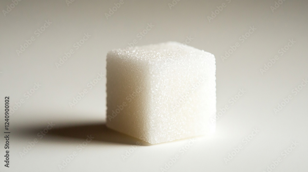 Single sugar cube on a white background Single sugar cube on a white background