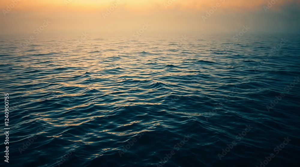 Obraz premium Golden sunset reflecting on gently moving water surface