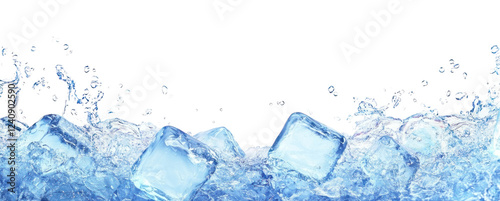 PNG Blue Ice cubes border ice water refreshing.