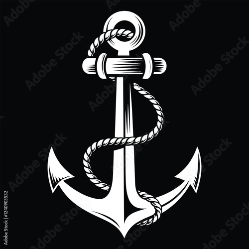 Anchor vector illustration, Anchor Artwork with Rope Design