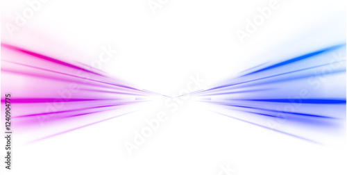 Laser beams luminous abstract sparkling isolated on a transparent background.  Abstract background in blue and purple neon glow colors. Png, lens, light, neon, line, blur, beam, ray.