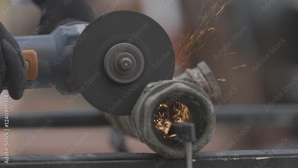 Cortando tubería de metal con radial