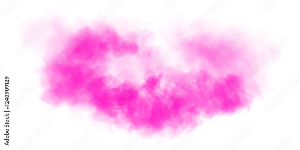 Fototapeta premium Bright Pink Smoke Cloud Illustration. Fantastic pink smoke. Magic smoke. Smog cloud on podium or stage. Fog vapor over ground or water surface, magic haze. Magic smoke, magic fog, pink steam. PNG.