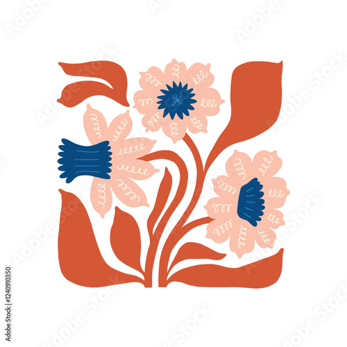 Floral abstract elements. Botanical composition. Modern trendy Matisse minimal style. Floral poster, invite. Vector arrangements for greeting card or invitation design