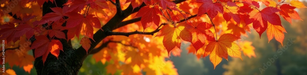Virburnum tree with changing leaves in autumn, deciduous tree, , leafy branches Virburnum tree with changing leaves in autumn, deciduous tree, , leafy branches