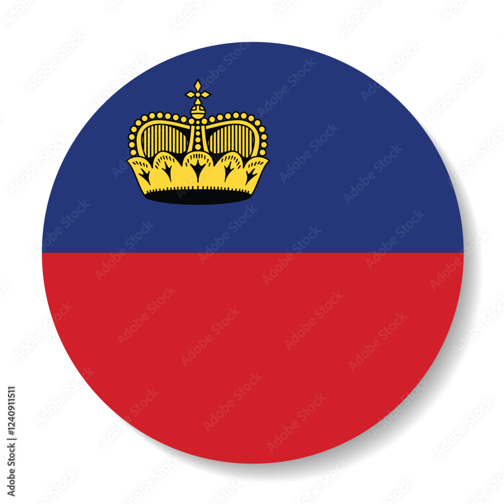 Obraz premium Flag of Liechtenstein. Flag icon. Standard color. Circle icon flag. Computer illustration. Digital illustration. Vector illustration.